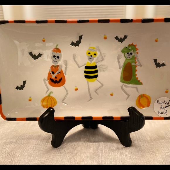 Dancing Skeletons In Halloween Costumes Rectangular Ceramic Platter - Picture 12 of 16
